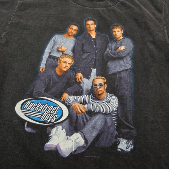 Vintage Backstreet Boys T Shirt Men Large Rare 90s Fade Distress Double Side BSB - Picture 5 of 12